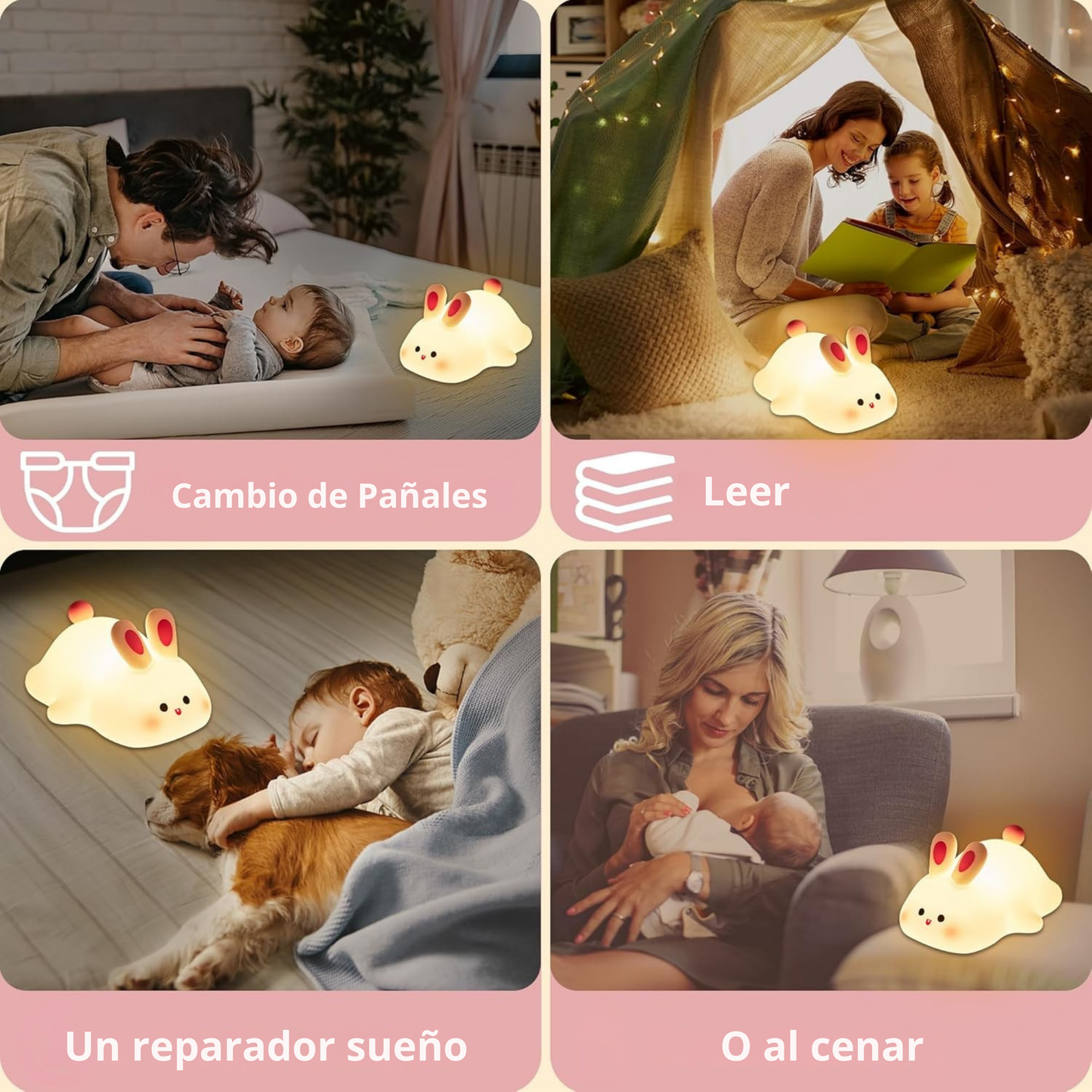 Lámpara de conejo graduable, recargable por USB - BunnyGlow